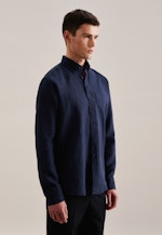 Leinen Casual Hemd in Regular mit Button-Down-Kragen in Dunkelblau |  Seidensticker Onlineshop