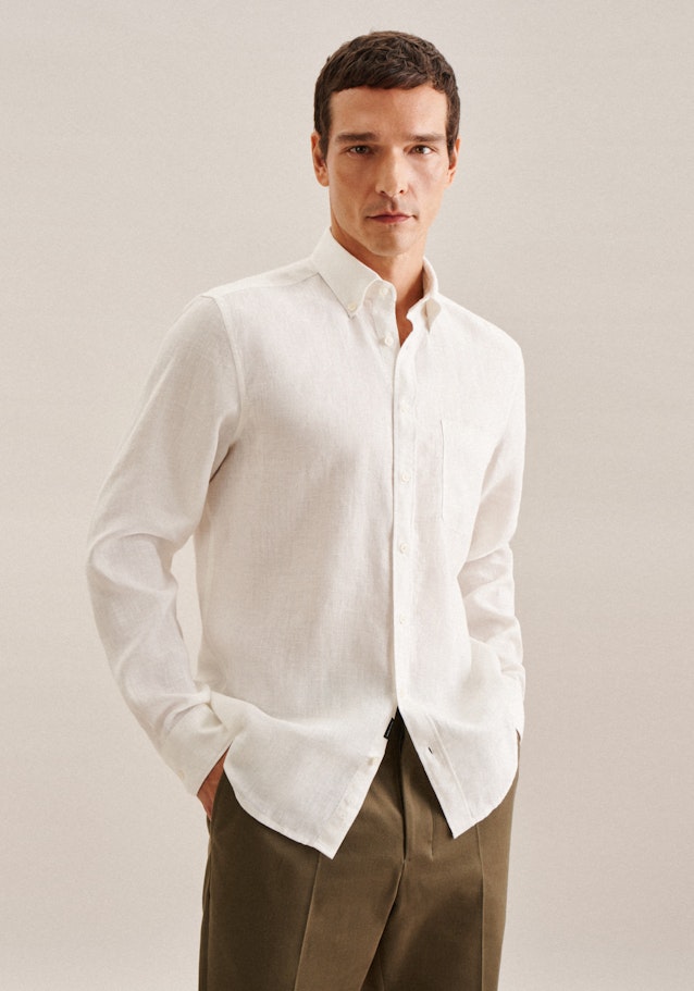 Casual overhemd in Regular with Button-Down-Kraag in Ecru | Seidensticker Onlineshop