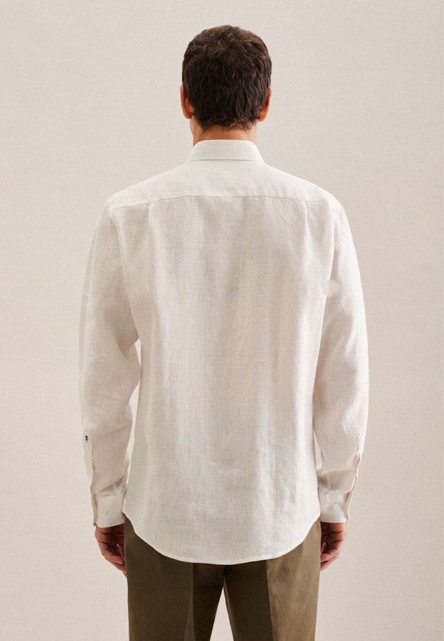 Leinen Casual Hemd in Regular mit Button-Down-Kragen in Ecru | Seidensticker Onlineshop