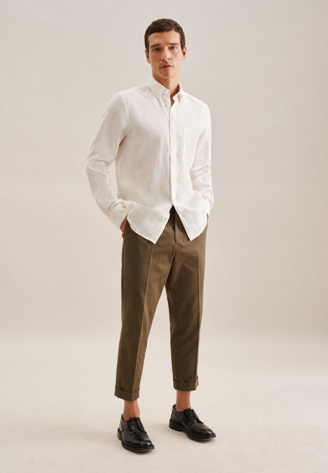 Regular Casual Hemd Uni in Ecru |  Seidensticker Onlineshop