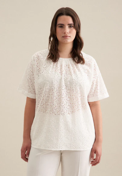 Shirt Blouse Broderie Anglaise in White |  Seidensticker Onlineshop