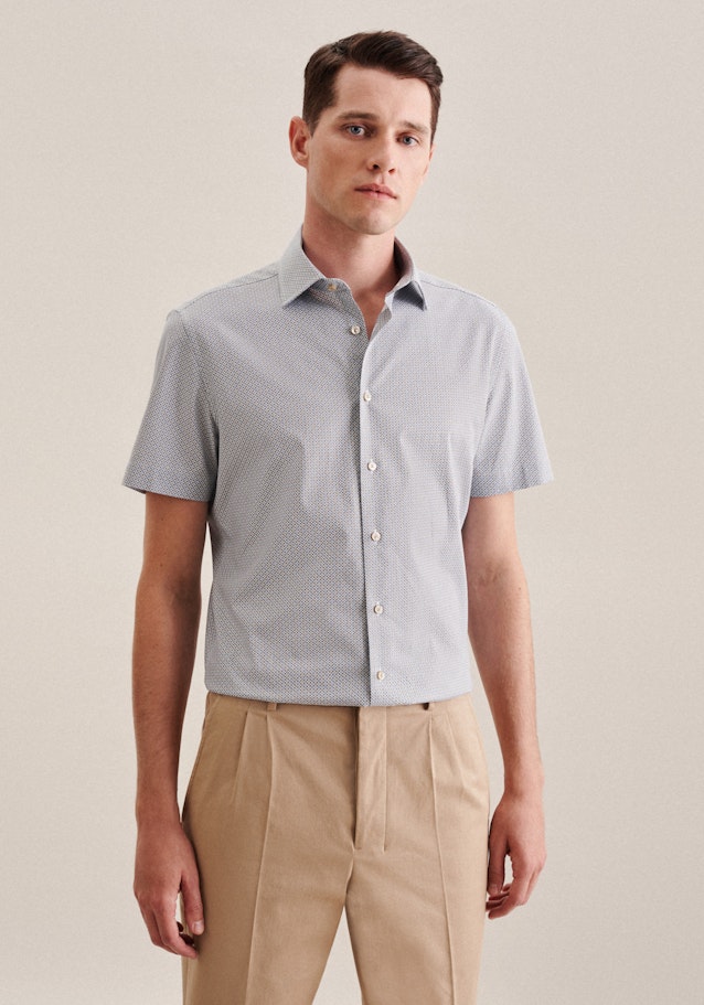 Twill Short sleeve Business Shirt in Shaped with Kent-Collar in Brown | Seidensticker Onlineshop