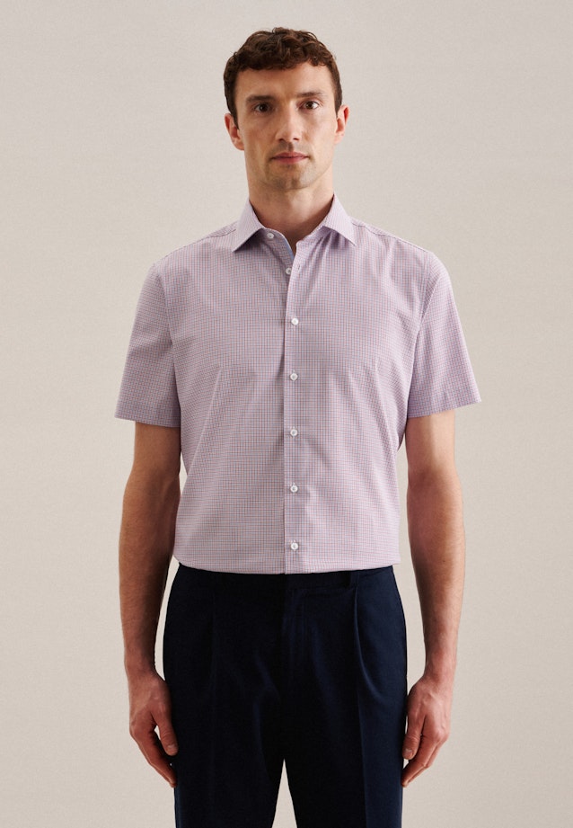 Non-iron Popeline korte arm Business overhemd in Shaped with Kentkraag in Rood |  Seidensticker Onlineshop