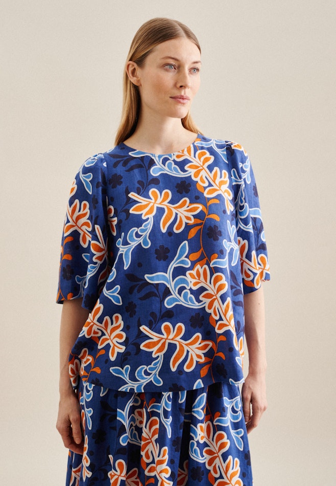 Short sleeve Linen Shirt in Medium Blue | Seidensticker online shop