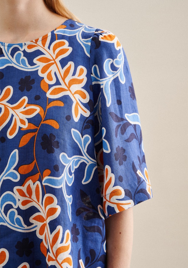 Short sleeve Linen Shirt in Medium Blue |  Seidensticker Onlineshop
