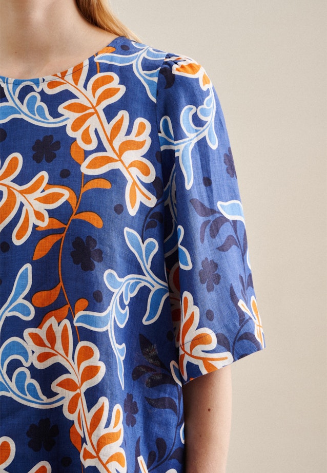 korte arm Linnen Shirt in Middelmatig Blauw |  Seidensticker Onlineshop