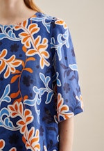 Ronde Hals Shirt in Middelmatig Blauw |  Seidensticker Onlineshop