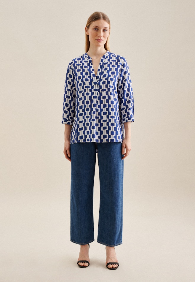 3/4-sleeve Linen Tunic in Medium Blue | Seidensticker online shop