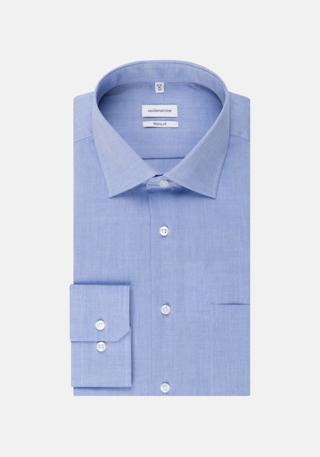 Bügelfreies Chambray Business Hemd in Regular mit Kentkragen in Mittelblau |  Seidensticker Onlineshop