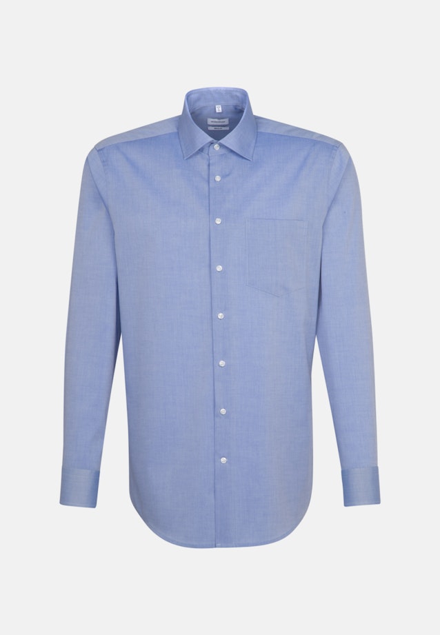 Non-iron Chambray Business overhemd in Regular with Kentkraag in Middelmatig blauw |  Seidensticker Onlineshop