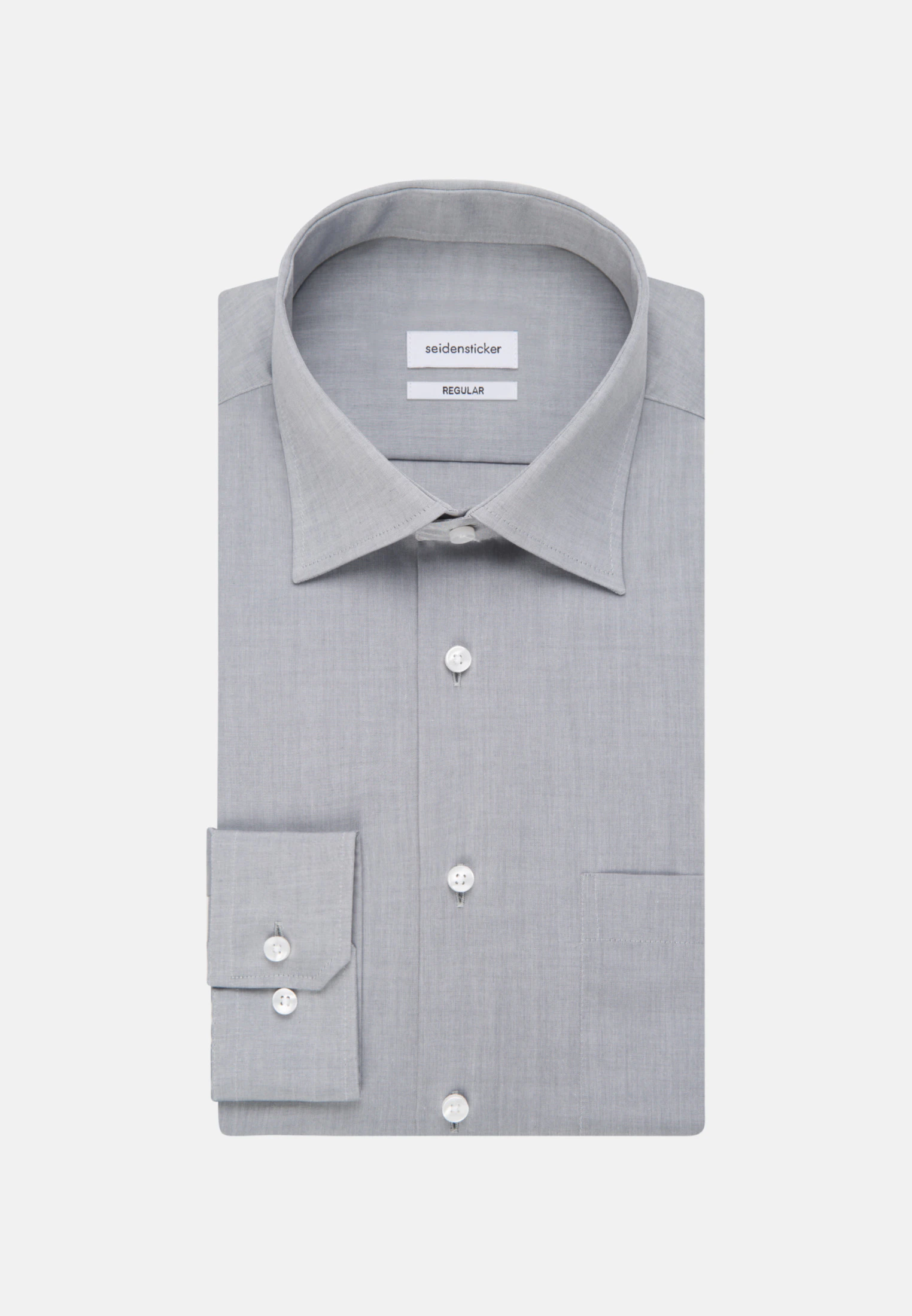 Seidensticker Camicia Business Slim Fit Uomo - Grigio Scuro 37 - Tessuto Chambray No-Stiro Con Bottoni Madreperla