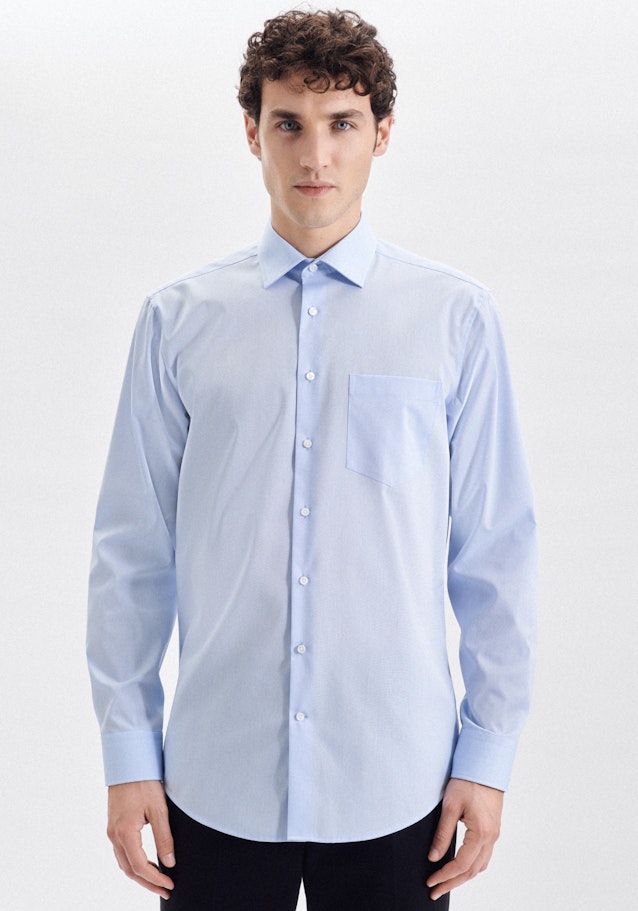 Non-iron Chambray Business Shirt in Regular with Kent-Collar in Light blue | Seidensticker Onlineshop