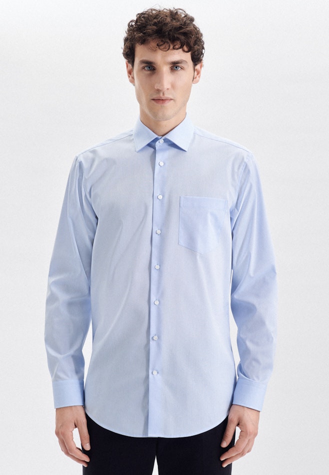 Non-iron Chambray Business Shirt in Regular with Kent-Collar in Light blue | Seidensticker online shop