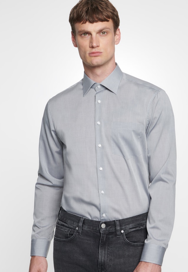 Non-iron Chambray Business Shirt in Regular with Kent-Collar in Grey | Seidensticker Onlineshop