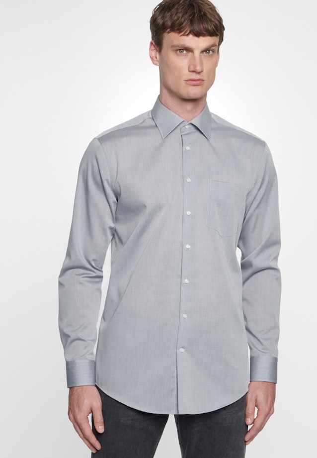 Bügelfreies Chambray Business Hemd in Regular mit Kentkragen in Grau |  Seidensticker Onlineshop