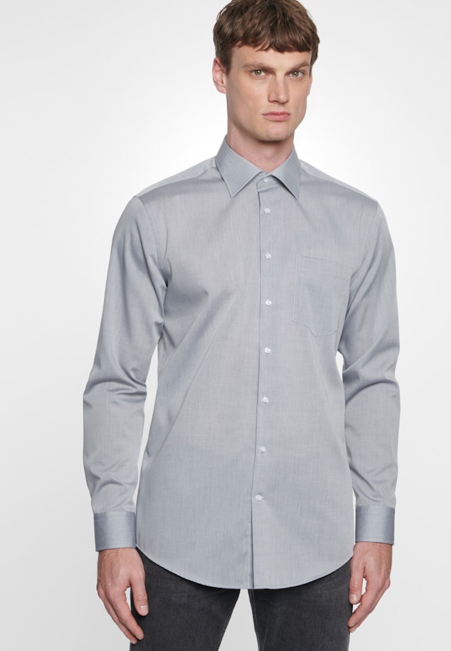 Non-iron Chambray Business overhemd in Regular with Kentkraag in Grijs |  Seidensticker Onlineshop