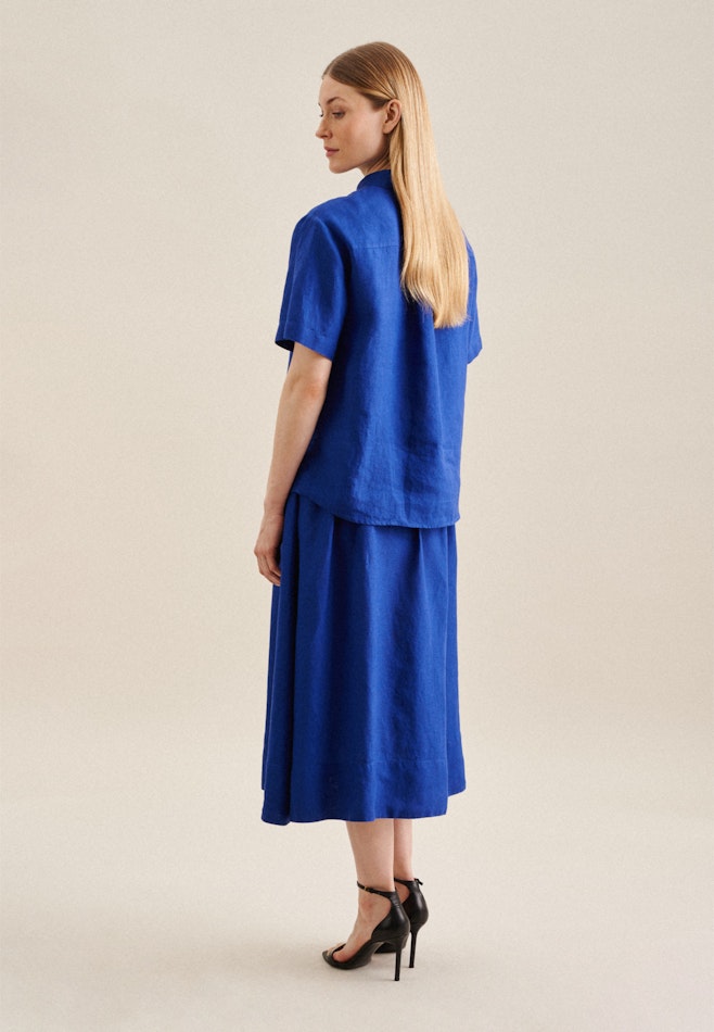 Short sleeve Linen Shirt Blouse in Medium Blue | Seidensticker online shop