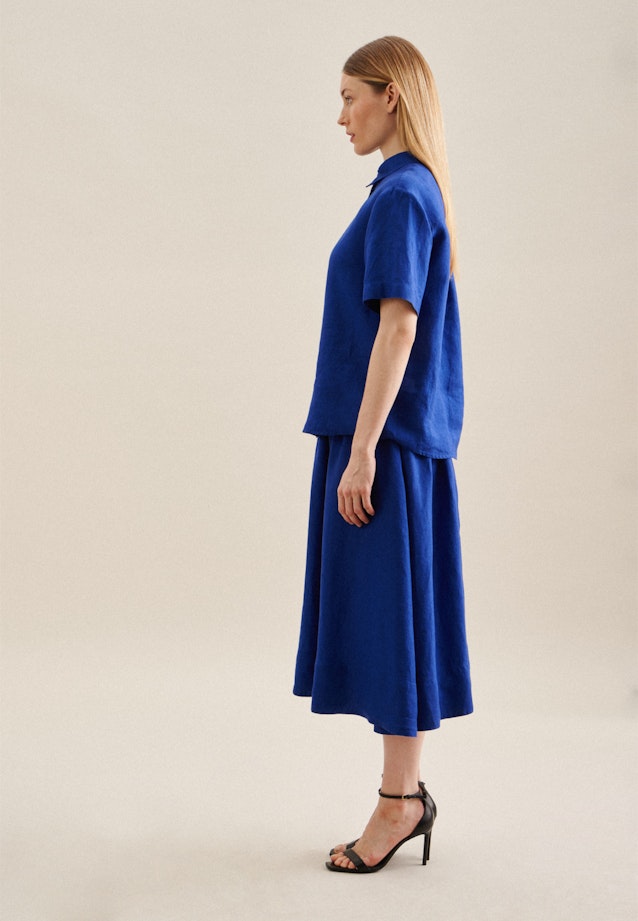korte arm Linnen Shirtblouse in Middelmatig Blauw |  Seidensticker Onlineshop