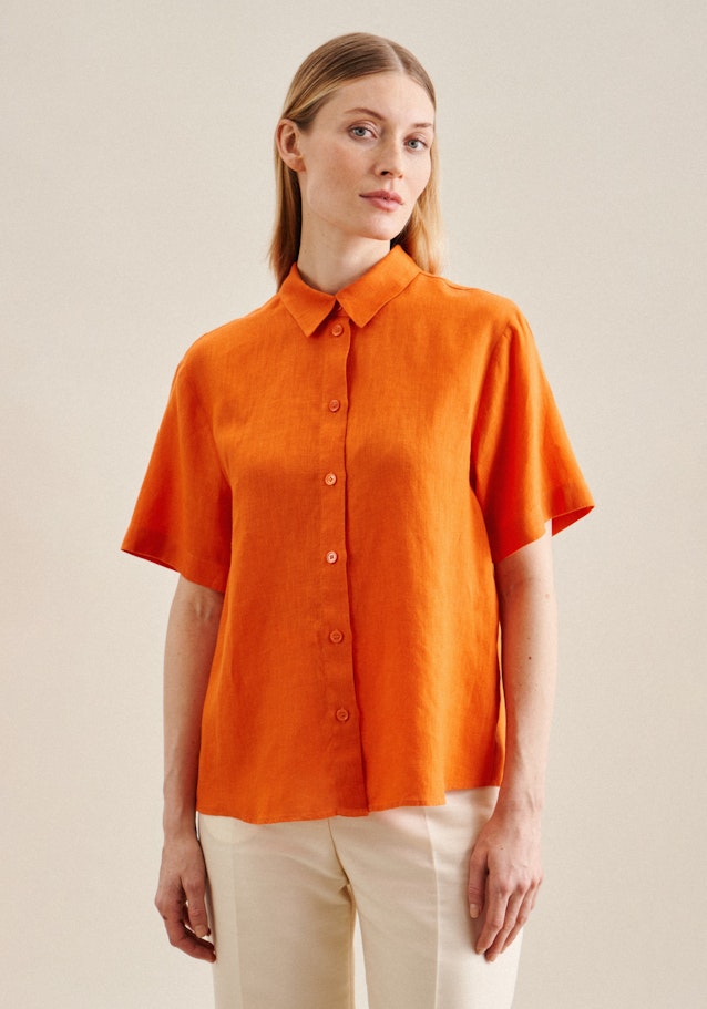 Kurzarm Leinen Hemdbluse in Orange | Seidensticker Onlineshop