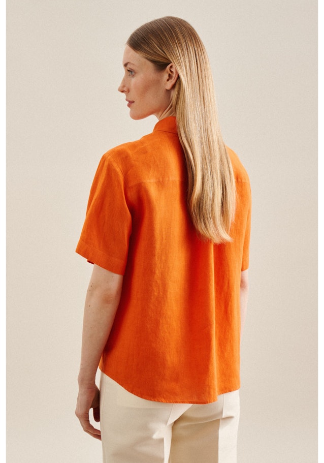 Short sleeve Linen Shirt Blouse in Orange | Seidensticker Onlineshop