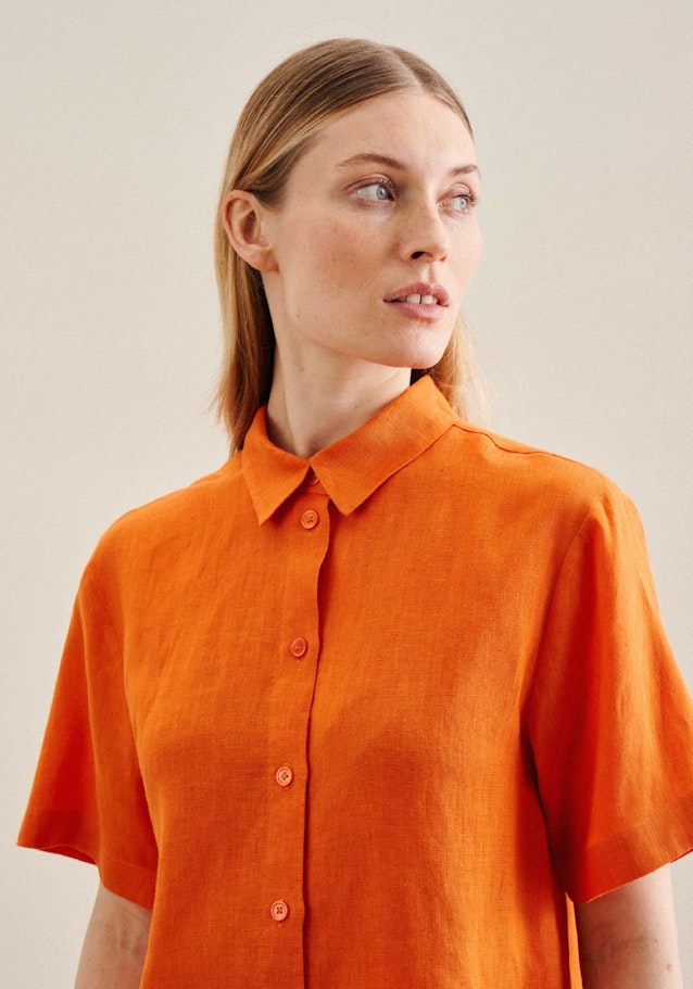 Short sleeve Linen Shirt Blouse in Orange |  Seidensticker Onlineshop