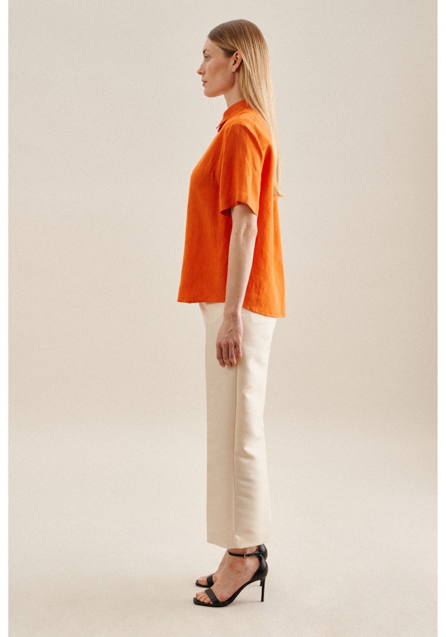 Kurzarm Leinen Hemdbluse in Orange |  Seidensticker Onlineshop
