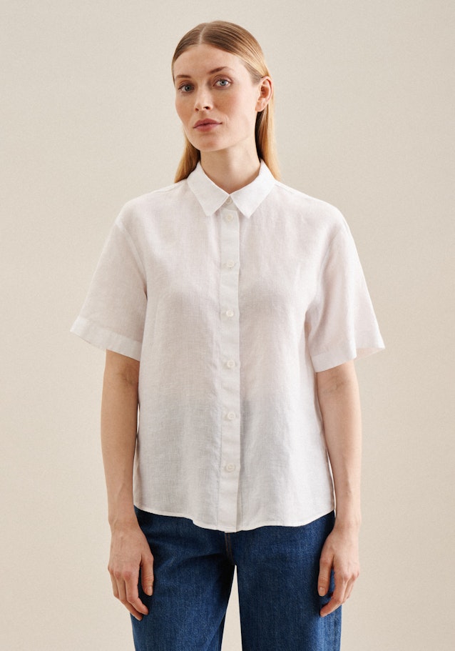 Kurzarm Leinen Hemdbluse in Weiß | Seidensticker Onlineshop