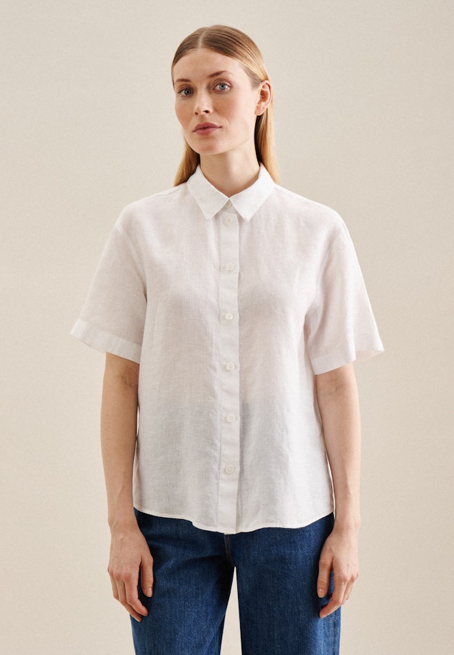 Short sleeve Linen Shirt Blouse in White | Seidensticker online shop