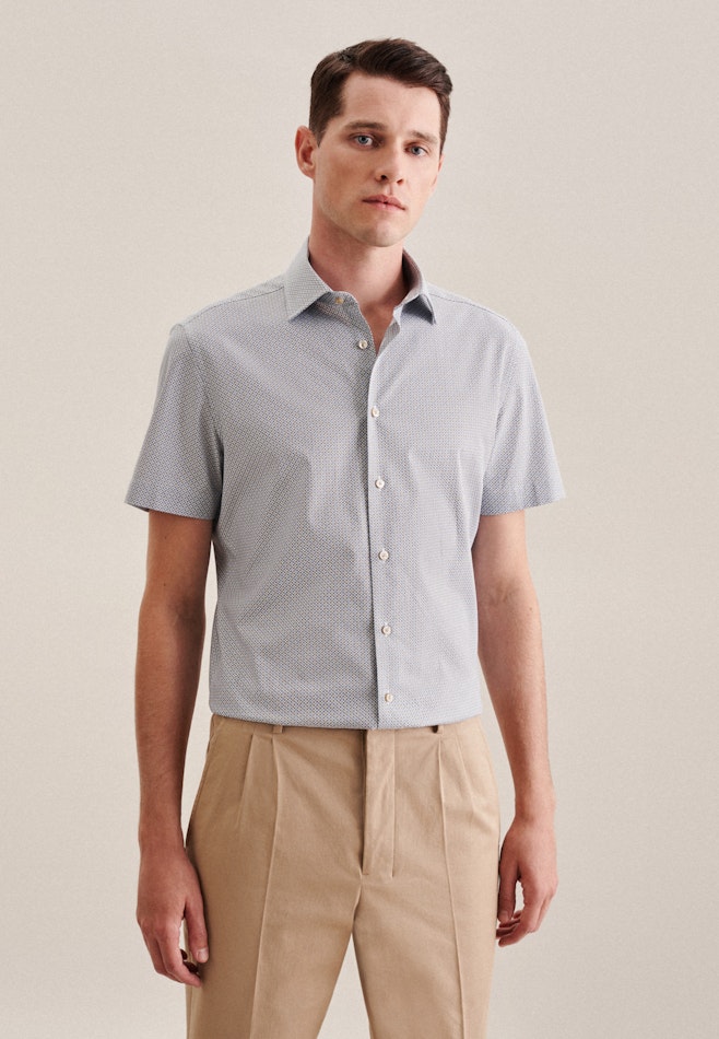Twill Short sleeve Business Shirt in Slim with Kent-Collar in Brown | Seidensticker online shop