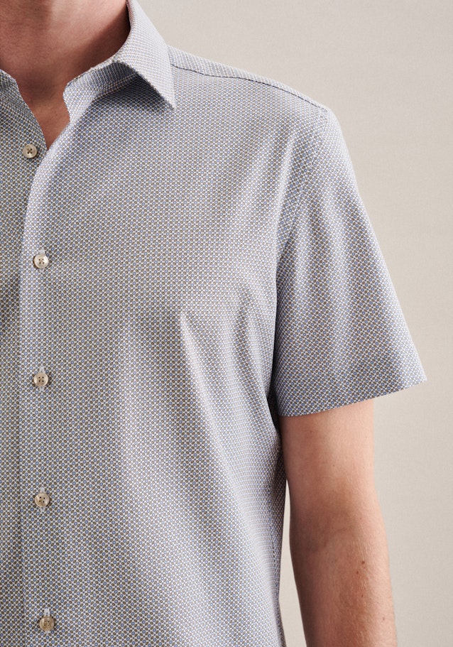 Twill Short sleeve Business Shirt in Slim with Kent-Collar in Brown |  Seidensticker Onlineshop