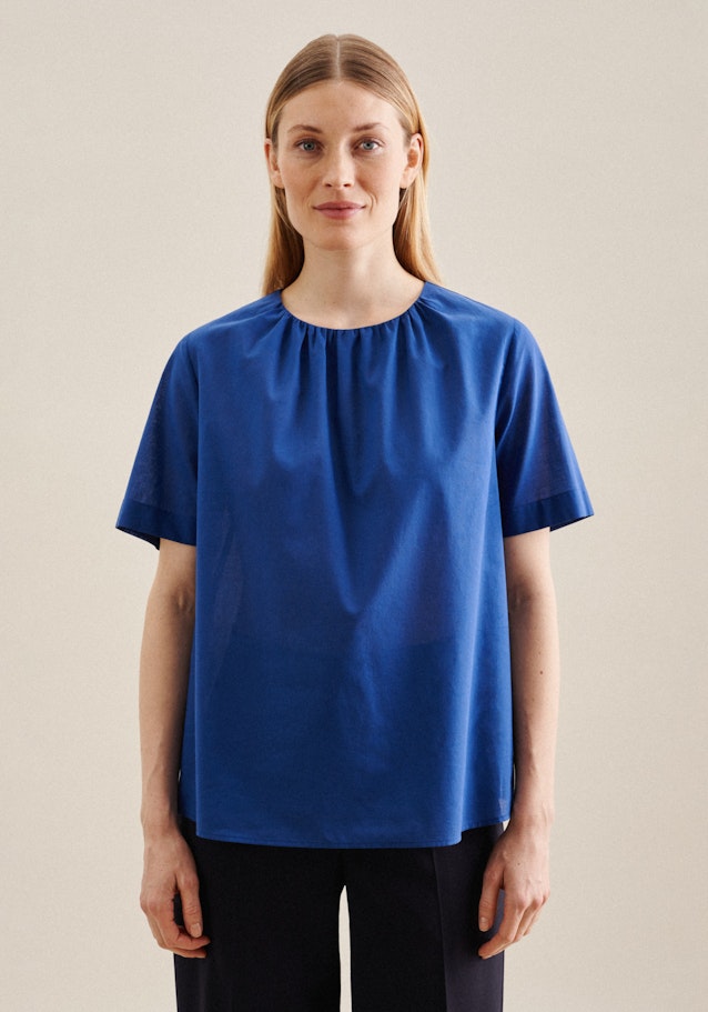 Kurzarm Voile Shirt in Mittelblau | Seidensticker Onlineshop