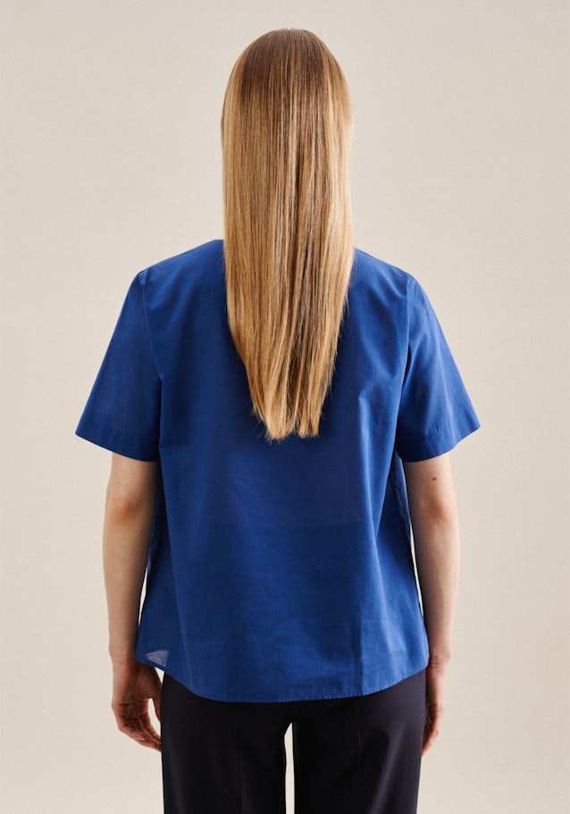 korte arm Voile Shirt in Middelmatig Blauw | Seidensticker Onlineshop