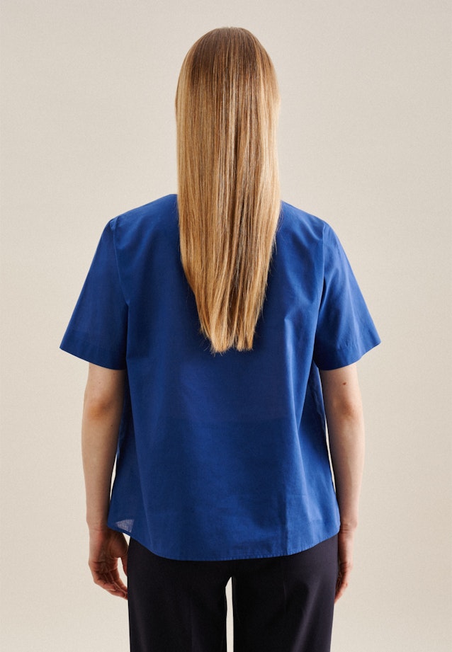 korte arm Voile Shirt in Middelmatig Blauw |  Seidensticker Onlineshop