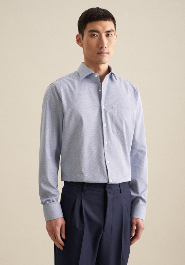 Easy-iron Pepita Business Shirt in Regular with Kent-Collar in Light Blue | Seidensticker Onlineshop
