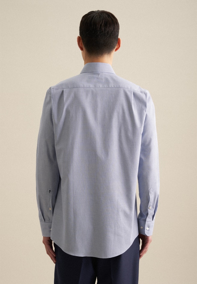 Easy-iron Pepita Business Shirt in Regular with Kent-Collar in Light Blue | Seidensticker online shop