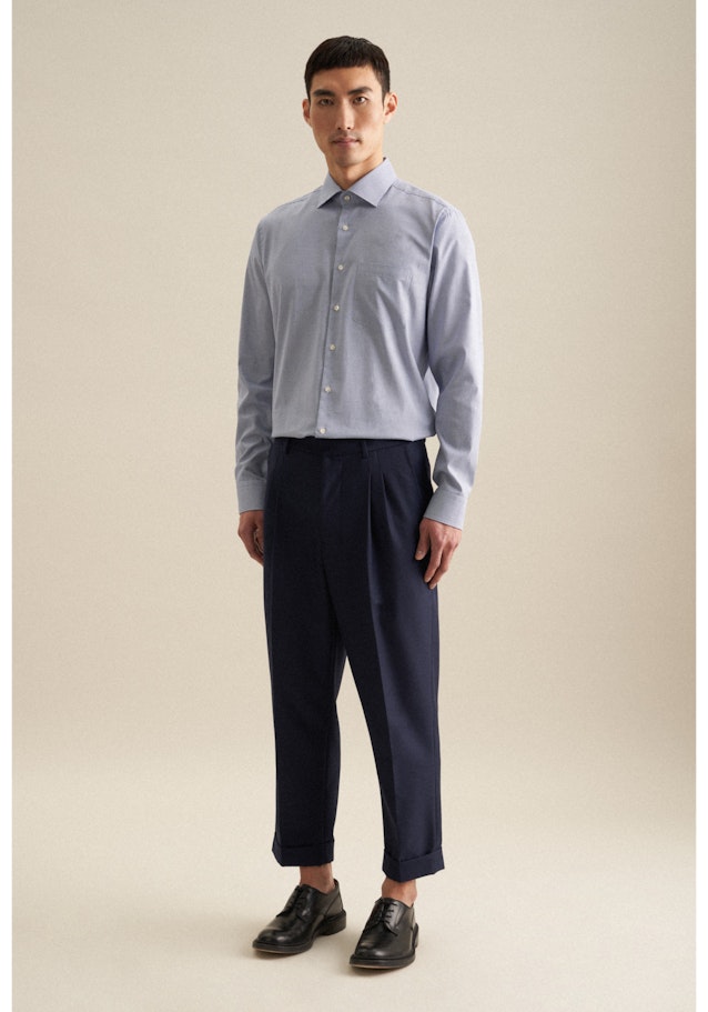 Easy-iron Pepita Business Shirt in Regular with Kent-Collar in Light Blue |  Seidensticker Onlineshop