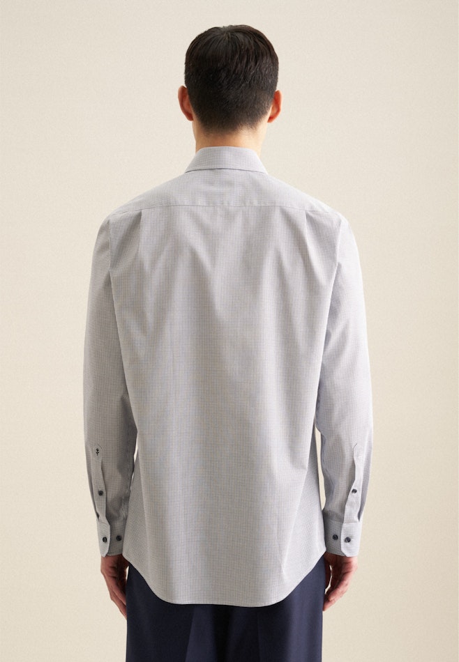 Non-iron Poplin Business Shirt in Regular with Kent-Collar in Medium Blue | Seidensticker online shop