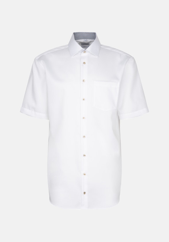 Non-iron Twill korte arm Business overhemd in Comfort with Kentkraag in Wit |  Seidensticker Onlineshop