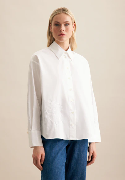 Chemisier chemise Uni in Blanc | Seidensticker Onlineshop