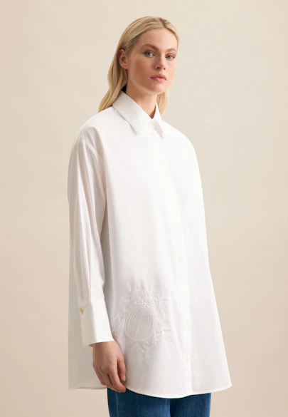 Chemisier chemise Uni in Blanc | Seidensticker Onlineshop