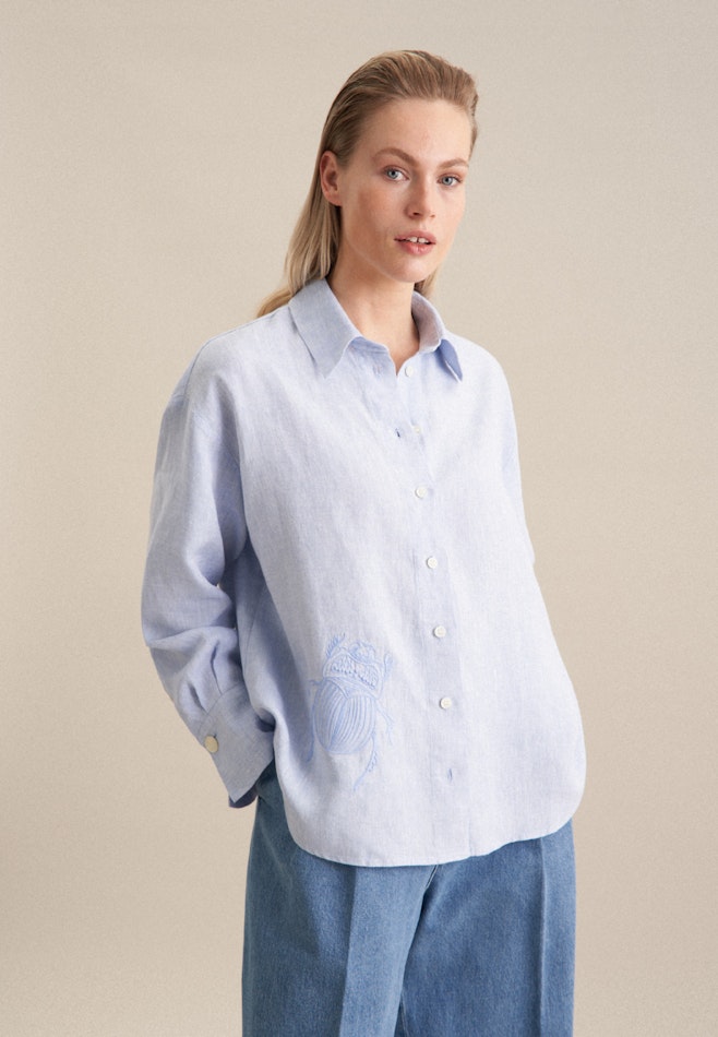 Linnen Shirtblouse in Middelmatig Blauw | Seidensticker online winkel