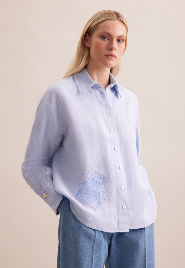 Collar Shirt Blouse in Medium Blue |  Seidensticker Onlineshop