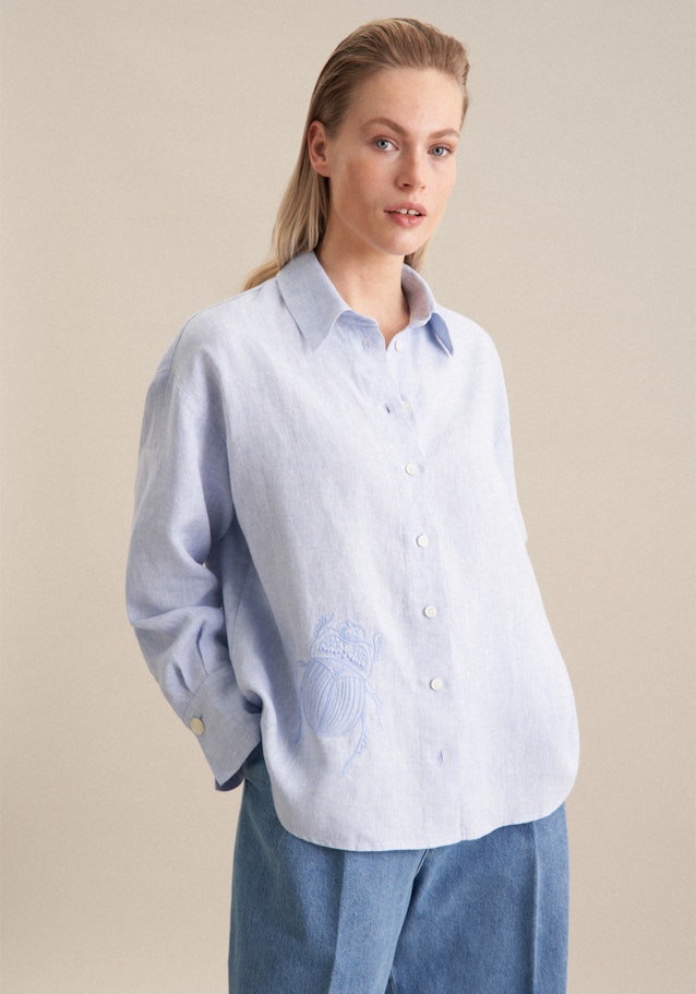 Linen Shirt Blouse in Medium Blue | Seidensticker Onlineshop