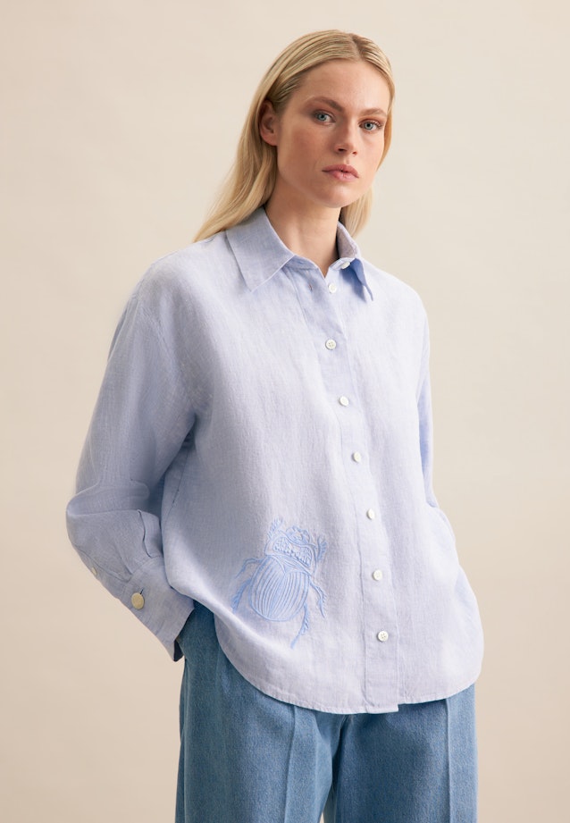 Chemisier chemise Uni in Bleu Moyen |  Seidensticker Onlineshop