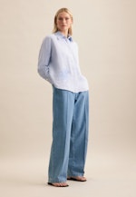 Chemisier chemise Uni in Bleu Moyen |  Seidensticker Onlineshop