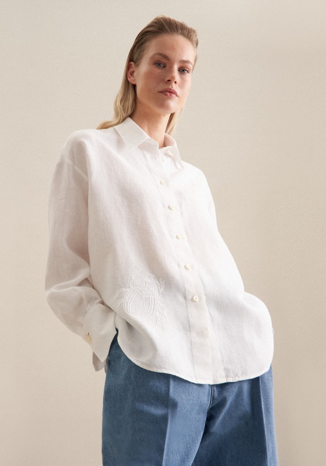 Langarm Leinen Hemdbluse in Weiß | Seidensticker Onlineshop