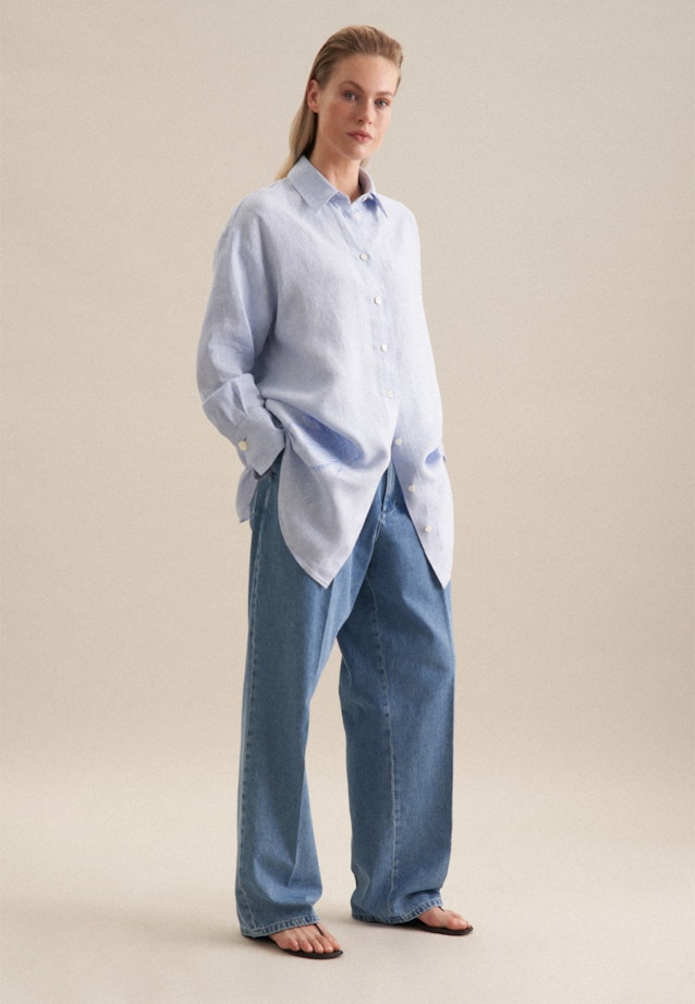 Blouse longue Lin in Bleu Moyen |  Seidensticker Onlineshop