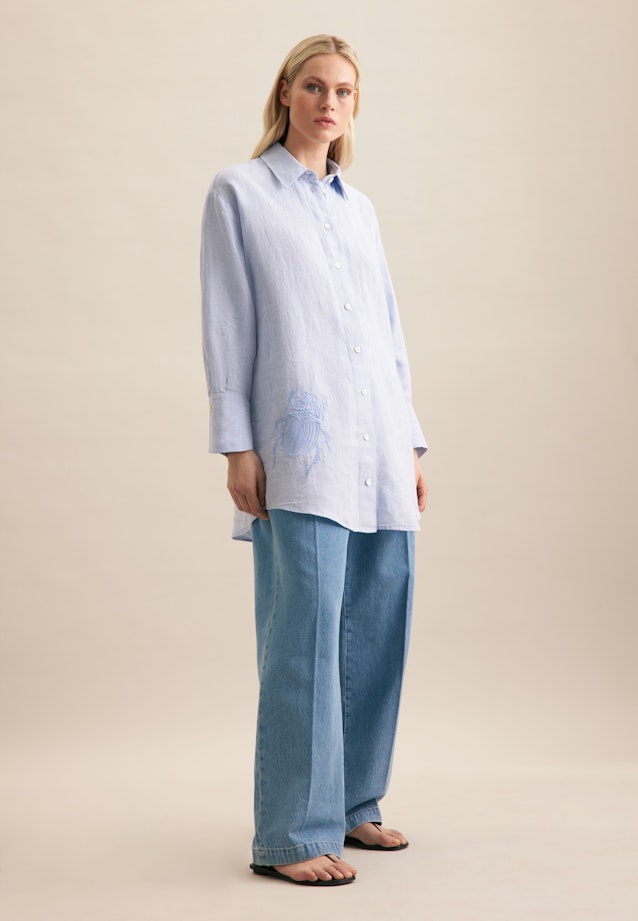 Shirt blouse Uni in Medium Blue |  Seidensticker Onlineshop