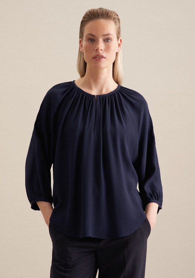 3/4-sleeve Crepe Shirt Blouse in Dark Blue | Seidensticker Onlineshop