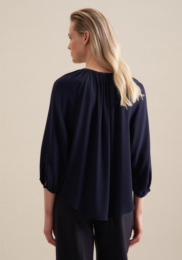 3/4-sleeve Crepe Shirt Blouse in Dark Blue | Seidensticker Onlineshop